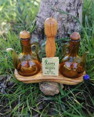 Assaisonnement huile vinaigre en Bois d'Olivier