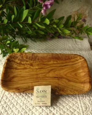 Assiette Rectangulaire en Bois d'olivier 25x12 cm env.