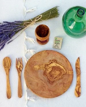 Assiette Ronde en Bois d'Olivier 24 cm env
