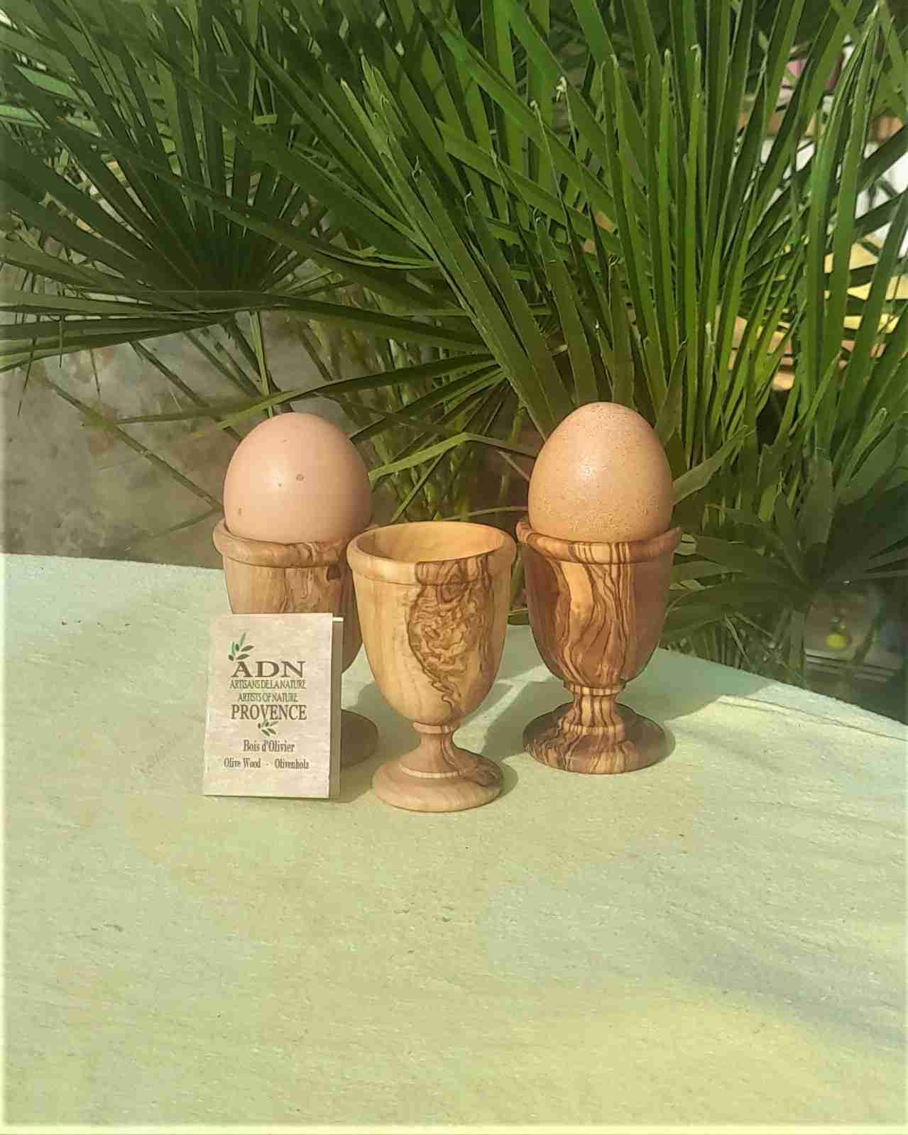 2 Coquetiers Tournés En Bois D'olivier - Pièces Uniques, Fait Main | Naturel, Légèrement Huilé, Décoration De Table