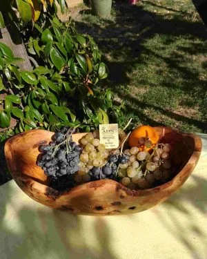 Coupe à fruits rustique Ovale en Bois d'Olivier 28 cm env