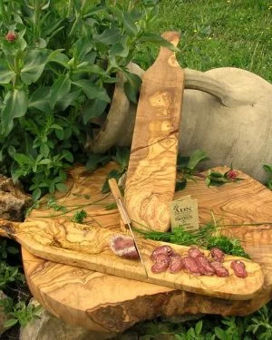 Coupe Saucisson en Bois d'Olivier avec manche