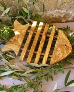 Dessous de plat en forme de poisson en Bois d'Olivier