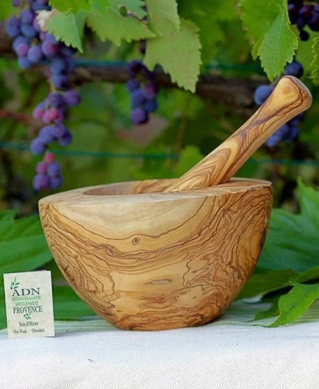 Mortier et son Pilon en Bois d'Olivier 20 cm
