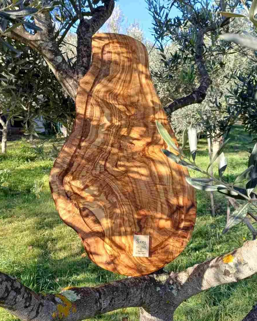 Plateau Naturel en Bois d'Olivier grand 80 cm avec rigole