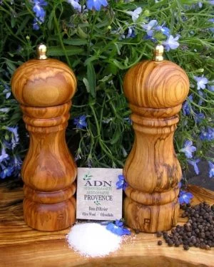 Poivrier et Moulin à sel Duo en Bois d'Olivier 17 cm