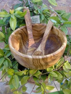 Saladier Moderne en Bois d'Olivier 26 cm env.