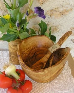 Saladier Rustique en Bois d'Olivier 24 cm env.