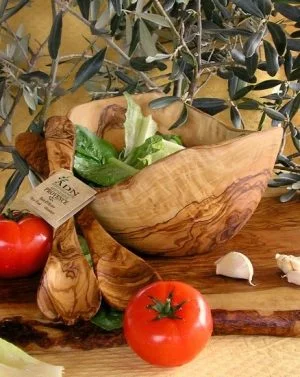 Saladier Rustique en Bois d'Olivier 25 cm env.