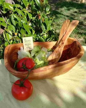 Saladier Rustique Ovale en Bois d'Olivier 26 cm env.
