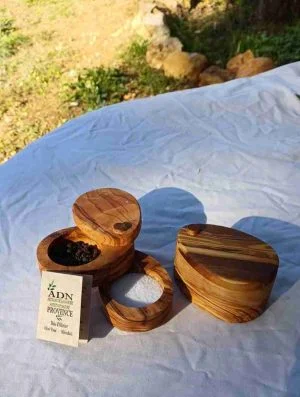 mini boite a sel 2 compartiments dimension 9x6xHauteur 5