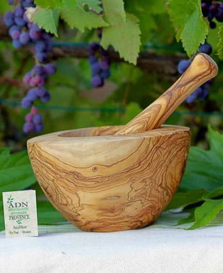 Mortier et son Pilon en Bois d’Olivier 24 cm